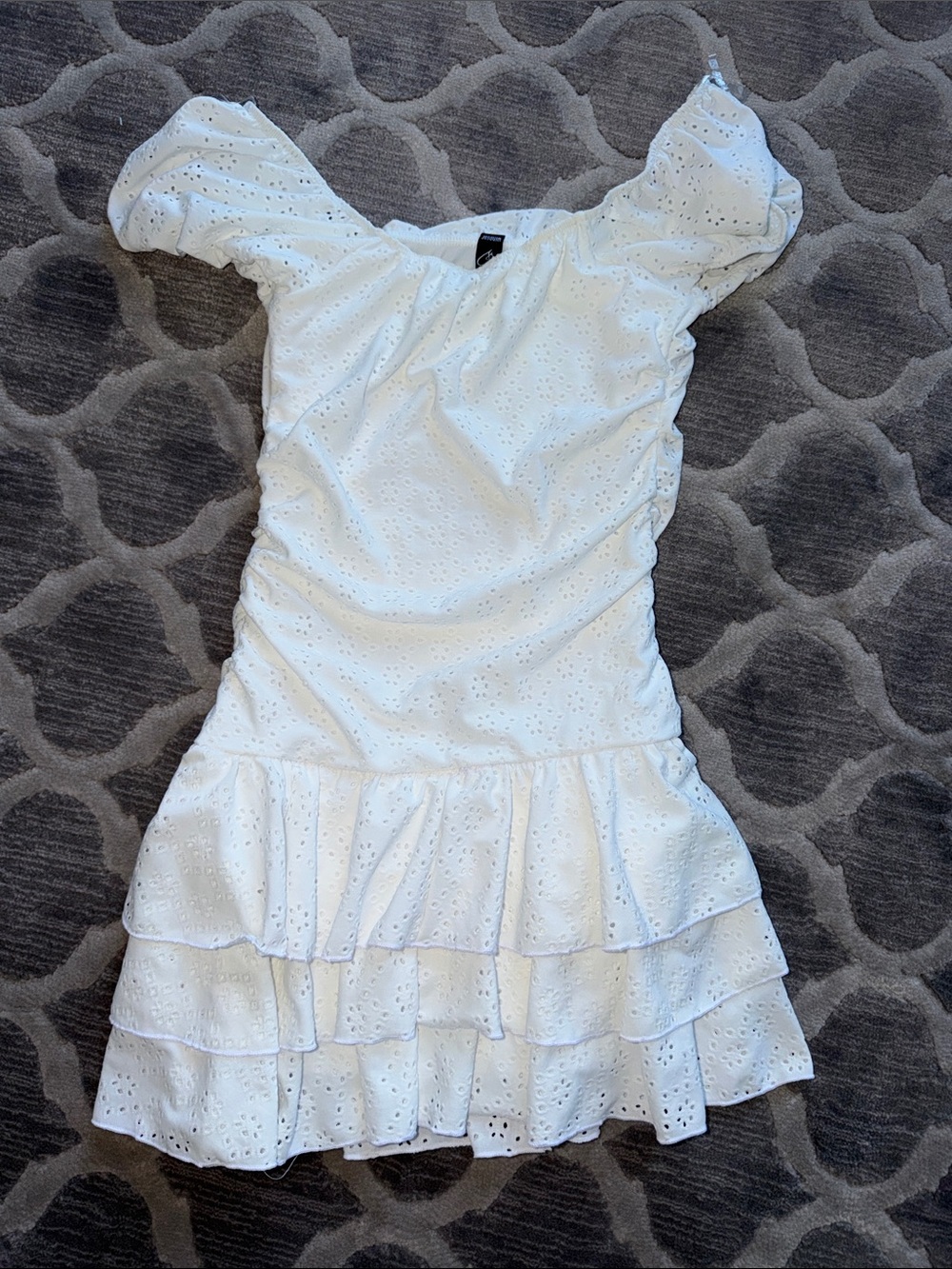 Windsor White Eyelet Ruffle Mini Dress - Picture 3 of 3